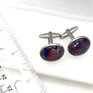 Cuff links silver plated handcrafted glass